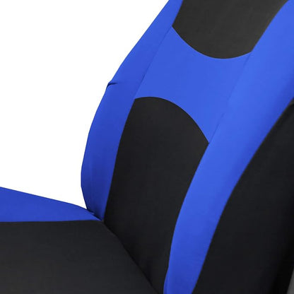 FH Group Car Seat Covers Combo Full Set with Carpet Floor mats Steering Wheel Cover and Seat Belt Pads- Universal Fit for Cars Trucks and SUVs (Blue)