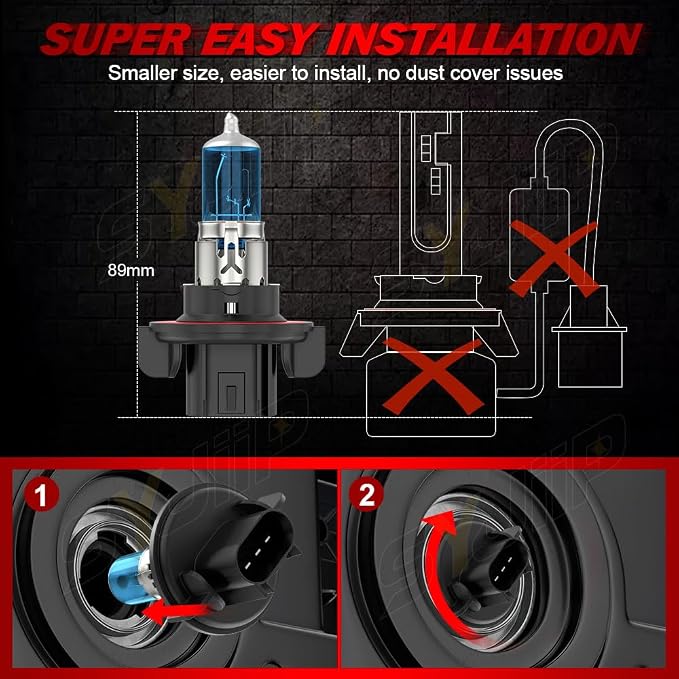 Upgraded Halogen Headlight Bulbs for Nissan Sentra 2004 2005 2006 2007 2008 2009 2010 2011 2012, High Low Beams and Fog Lights Headlamp Combo, 5500K Warm White, 300% Brightness, Plug n Play, 4-Pack