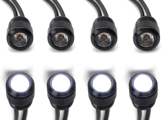 iJDMTOY 4pc Set 3W High Power LED Grille Mesh Mount Lighting Kit Compatible with Toyota FJ Cruiser 4Runner Tacoma etc., 6000K Xenon Projector Lens Spot Beam LED Lights