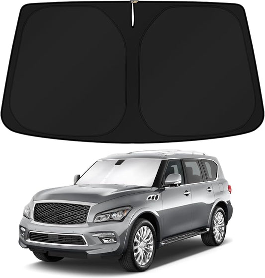 KUST Windshield Sun Shade for 2014-2024 Infiniti QX80 SUV Accessories Custom Fit Sunshade Sun Visor Protector Foldable Blocks UV Rays Keep Your Car Cooler