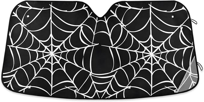 Halloween Spiderweb Windshield Sun Shade for Car Auto SUV Truck Foldable Front Window Sunshade Sun Visor Protector Block UV Rays Reflect Heat, 55" x 28"