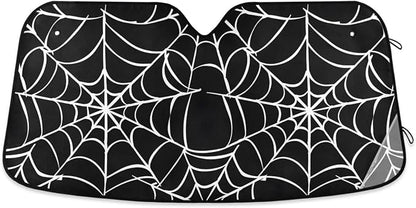 Halloween Spiderweb Windshield Sun Shade for Car Auto SUV Truck Foldable Front Window Sunshade Sun Visor Protector Block UV Rays Reflect Heat, 55" x 28"