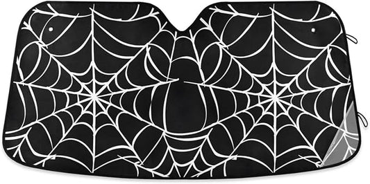 Halloween Spiderweb Windshield Sun Shade for Car Auto SUV Truck Foldable Front Window Sunshade Sun Visor Protector Block UV Rays Reflect Heat, 55" x 28"