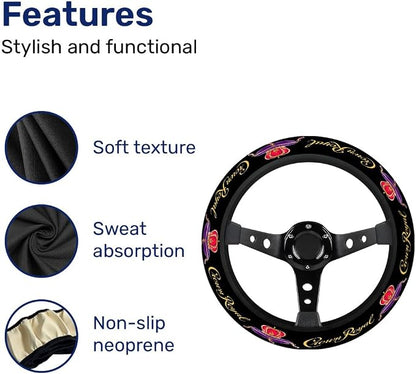 GENANY Royal Whisky Steering Wheel Cover, Non Slip Polyester Car Wheel Protector for Car SUV Truck, Universal 15 Inch