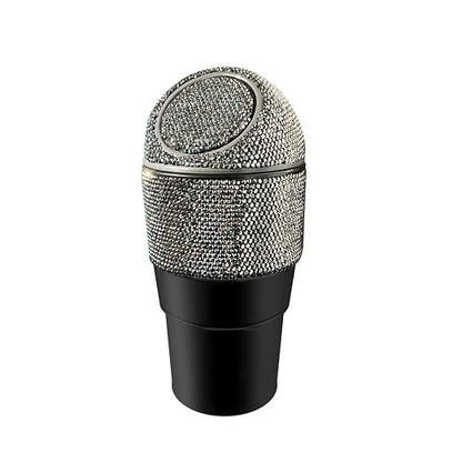Bling Rhinestone Auto Garbage Can Car Trash Can with Lid Mini Garbage Bin for Automotive Car, Home, Office, Kitchen, Bedroom (B)