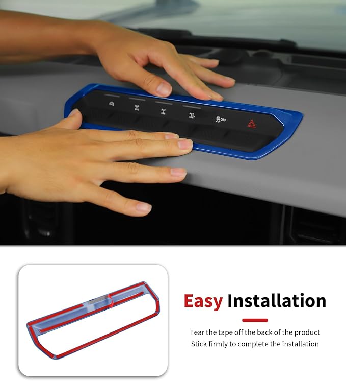 JWWY Interior Trim Kit Full Set Dress-Up Kit Decor Set Center Console Gear Shift Dashboard Panel Door Handle AC Rearview Vent Adjustment Cover Trim for 2021-2026 Ford Bronco Accessories 14pcs Blue