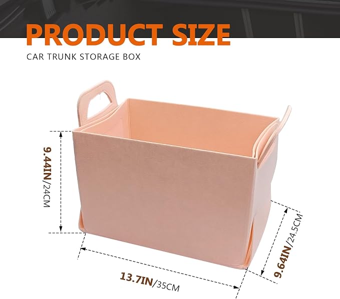 Felt Car Trunk Organizer, Foldable Vehicle Storage Box, Large Capacity Multi-Purpose Automotive Interior Accessories for Cars, SUV, Sedan, Truck (Pink)