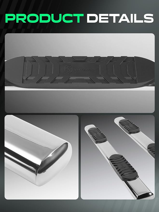 YHTAUTO 5 Inch Running Boards Side Steps Fit Toyota Tundra 2022-2026(Crew Cab/CrewMax) Oval Straight Stainless Steel Polished Chrome, Truck Side Step Rails Off-Road Exterior Accessories, Set of 2