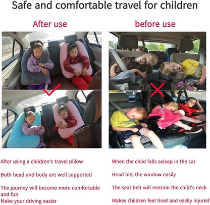 FHSGGP Travel Pillow Cushion for The Back Seat of Car Car Pillow for Kids A Sleeping Artifact Suitable for Long-Distance Travel of Adults and Children Travel Pillow for Kids Pink