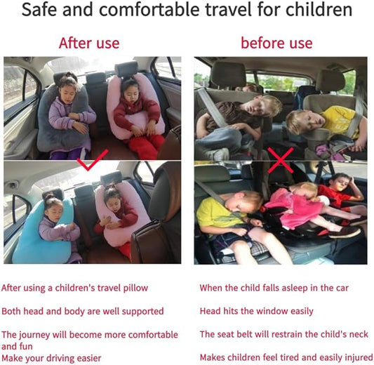 FHSGGP Travel Pillow Car Pillow Kid Car Sleeping The Sleeping Aid for Adults and Kids on Road Trips Kids Travel Pillow Black