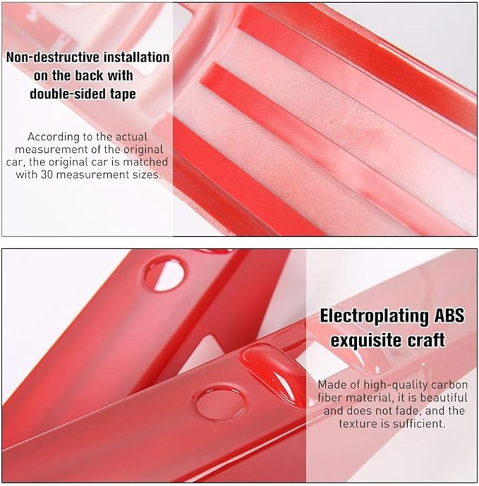 Car Inner Door Grab Handle Decor Frame Cover Trim for 2007-2010 Jeep Wrangler JKU 4-Door (Red)