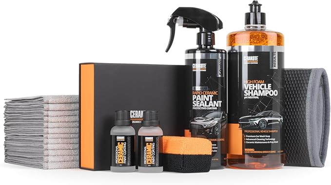 Cerakote Pro Ceramic Bundle – Car Wash & Professional Ceramic Kit with Microfiber Towels – Exterior Auto Cleaning & Protection Kit - Prep and Apply Cerakote Professional Ceramic Paint Coating