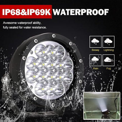 Pair 5 Inch Led Offroad Driving Lights 160w Round Offroad Spot Light Driving Spotlights with Yellow Cover Wiring Harness 12V 24V for Pickup Trucks SUV UTV ATV 4x4