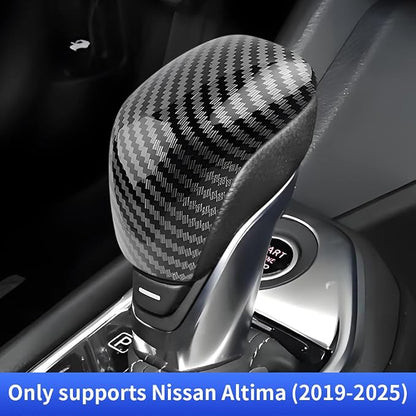 Car Center Console Gear Shift Knob Trim Cover for Nissan Altima 2019 2020 2021 2022 2023 2024 2025 2026 Auto Interior Decorations Accessories Central Control Shifters Stick Carbon Fiber Style