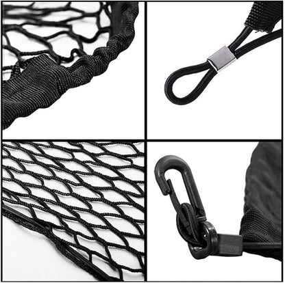 Car Rear Cargo Net, Universal Adjustable Elastic Trunk Cargo Storage Organizer Net, Double-Layer Storage Nylon Mesh Compatible for SUV, Jeep, Truck（43.3 x 15.7in）