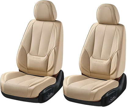 Coverado Seat Covers, Car Seat Covers Front Seats, Beige Car Seat Cover, Car Seat Protector Waterproof, Car Seat Cushion Nappa Leather, Seat Covers Carseat Cover Universal Fit for Most Cars