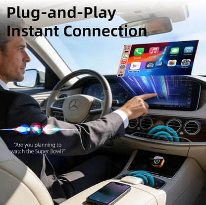 2026 Wireless CarPlay Adapter for iPhone No Audio Lag Auto-Connect Plug and Play Convert Factory Wired to Wireless CarPlay Bluetooth 5.2 and 2.4GHz&5.8GHz Wi-Fi Includes USB and Type C (Orange)