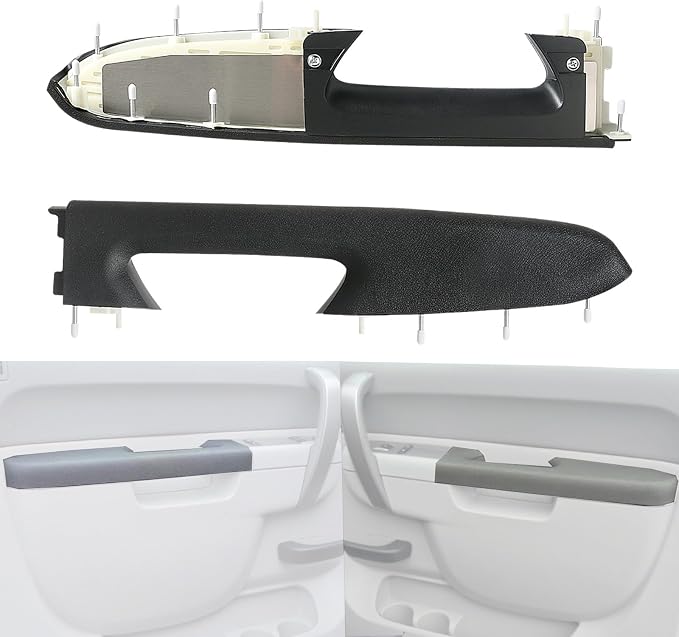Upgraded Door Armrest Repair Kit Left Driver & Right Passenger Side Door Panel Handle Black Compatible with 2010-2014 Chevy Silverado GMC Sierra 1500 2500HD 3500HD Replaces 22818465 22818470