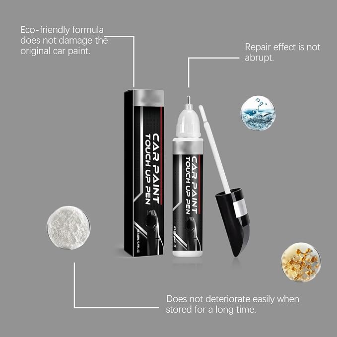 White Car Touch Up Paint Pen, Color Accurate Car Scratch Repair for Cars, 2-in-1 Auto Paint Scratch Remover, Fast Dry, Easy to Use, Long Lasting, Universal for Most Vehicles