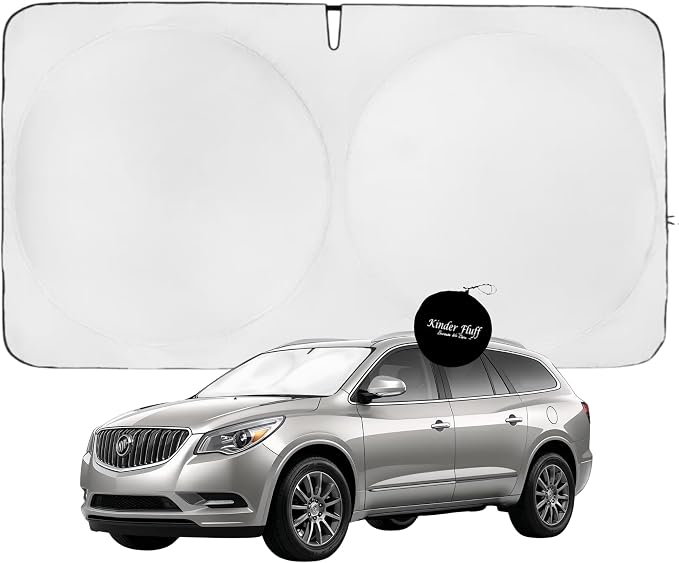 Windshield Sun Shade | Compatible for Buick Enclave (2010-2017) | Certified 99.87% UVB & 99.02% UVA Car Sun Shade. Award Winning Sunshade - Patented Technology | Car Shades by Kinder Fluff
