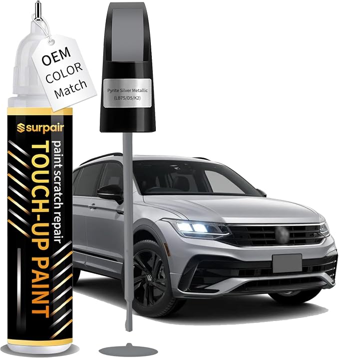 Pyrite Silver Metallic LB7S/D5/K2 Touch up Paint for Volkswagen OEM Color Match Car Scratch Repair Kit for Nicks & Chips Scratches Quick & Easy Paint Fix 2-In-1 Car Scratch Remover Pen