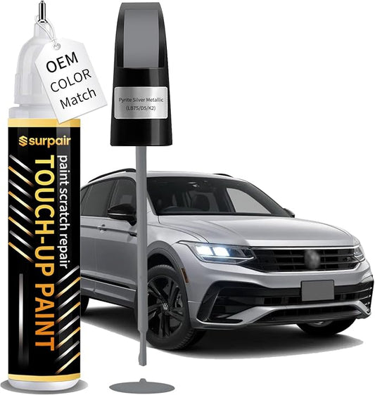 Pyrite Silver Metallic LB7S/D5/K2 Touch up Paint for Volkswagen OEM Color Match Car Scratch Repair Kit for Nicks & Chips Scratches Quick & Easy Paint Fix 2-In-1 Car Scratch Remover Pen