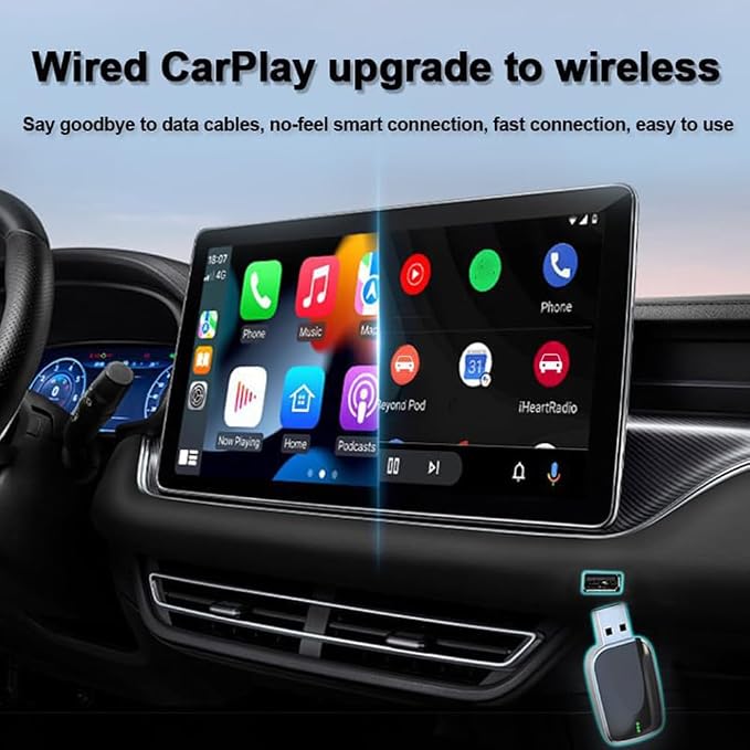 Wireless Android Auto Adapter for Dodge Durango 2018-2025,Converts Wired to Wireless Stable Connection Mini Size Accessories(Android 11+ Only),A