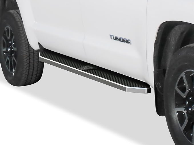 APS 6in 304 Stainless Steel (Polished Flat Style) Running Boards Side Bars Side Steps Compatible with Toyota Tundra 2007-2021 CrewMax