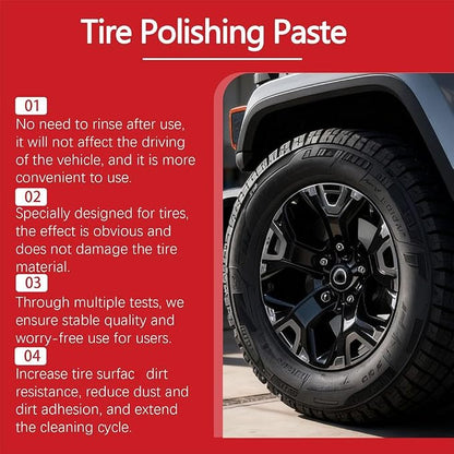Car Tire Shine with Sponge,100g Tire Coating Paste,TirePolishing Paste,Wheel Shine Tir-e PolishingPaste,Long-Lasting Tir-e Dressing with Wet Gloss Look Finish for Car,Truck,Motorcycle, RV & More