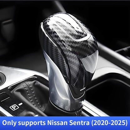 Car Center Console Gear Shift Knob Trim Cover for Nissan Sentra 2020 2021 2022 2023 2024 2025 Auto Interior Accessories Central Control Shifters Protection Decor Panel Carbon Fiber Style Kit