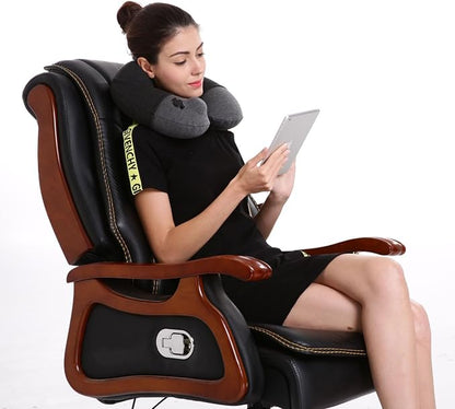 Keemall Inflatable Travel Neck Pillow, Airplane Neck Pillow for Long Flight Sleeping,Soft 100% Cotton Travel Pillow for Plane Head Rest, Portable Traveling Essentials