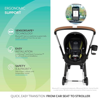Evenflo Shyft DualRide Preemie and Infant Car Seat Stroller Combo 3-30lbs with Carryall Storage (Durham Green)