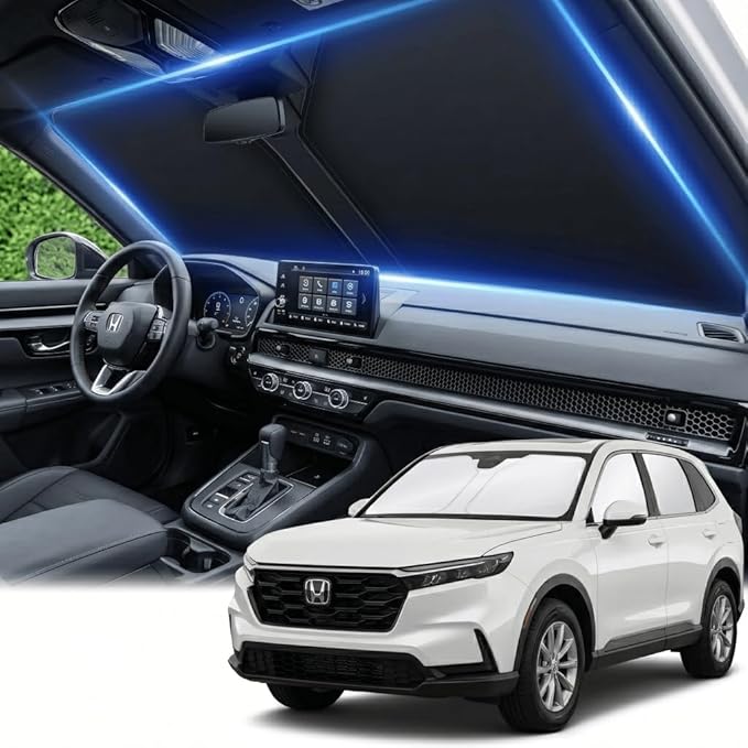 for Honda CRV 2023 2024 2025 2026 Windshield Sun Shade - Sunshade Front Window Shade Custom Fit CR-V Accessories Sun Visor Foldable Shade Blocks UV Rays