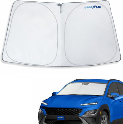 Goodyear Foldable Windshield Sunshade for Hyundai Kona 2018-2023, Car Accessories, Sunshade Cover, Sun Shade Car Windshield, Window Sun Blocker - GY008346
