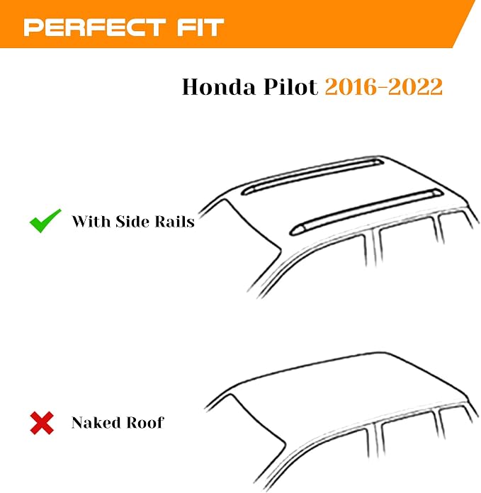 Aluminum Roof Rack Cross Bars with Lock Fit for 2016-2022 Honda Pilot with Side Rails, 330lbs Crossbars Anti-Wobble & Wind Noise Reduction Heavy Duty Cargo Carrier Accessories