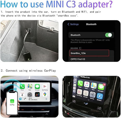 CarPlay Wireless CarPlay Adapter for iPhone for Volvo XC90 XC60 XC40 S60 V90 Accessories, Convert Wired to Wireless CarPlay Adapter (carplay Model A)