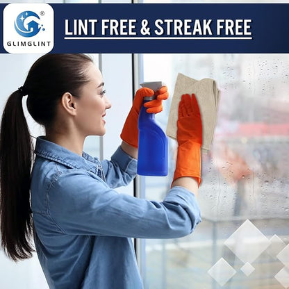 GLIMGLINT Brown Microfiber Cleaning Cloth,12PK Reusable Cleaning Rags, Highly Absorbent Shop Rags Bulk, All-Purpose Car Cleaning Towels for TV Screen, Kitchen, Bathroom, Restaurant Garage, 14"X12"