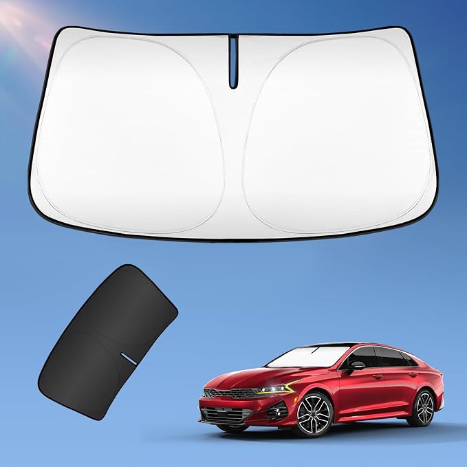Sun Shade Sunshade for 2021-2024 2025 2026 Kia K5, GT-Line, GT, Sedan Windshield Cover, 4-Layers Sun Shield 250T Silver Coating Sun Visor Foldable Window Shade Blocks UV Rays Car Accessories