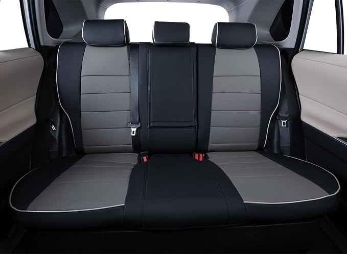 EKR Rav4 Seat Covers Custom Fit for Toyota Rav4 (Only Hybrid) 2019-2025 LE,XLE,XLE Premium,Limited,Woodland Edition, Leather Car Seat Cover Full Set for SUV,Faux Leather(Black/Gray)