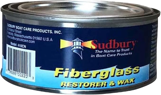 Sudbury Fiberglass Restorer and Wax, Boat Cleaning Paste Wax, Boat Cleaner, Essential Boat Accessories, Paste, 11 oz.