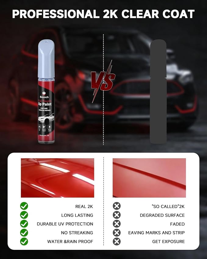 Soul Red Crystal Metallic Tricoat 46V for Mazda Touch Up Paint Kit with 2K Clear Coat,Exact Color Match Touch Up Paint for Chip and Scratch Repair