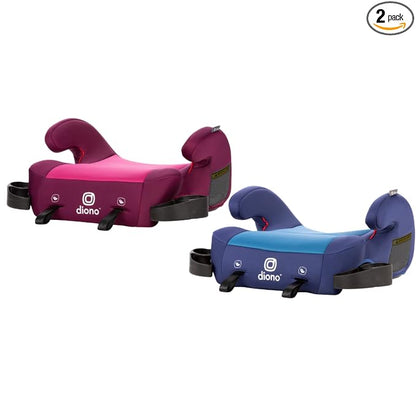 Diono Solana 2 XL Pack of 2 2022, Dual Latch Connectors, Lightweight Backless Belt-Positioning Booster Car Seat, 8 Years 1 Booster Seat, Pink/Blue