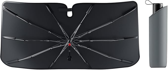 2026 Upgraded Car Windshield Sun Shade Umbrella, UV & Heat Block, Foldable Front Window Cover – Keep Interior Cooler, Protect Dashboard & Seats – Universal Fit for SUV, Truck, Sedan (57"x31.5")