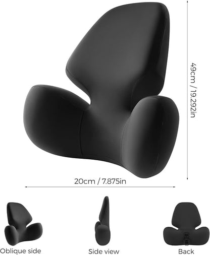 BEBAS Lumbar Support Pillow for Office Chair - Ergonomic Memory Foam Back Cushion for Lower Back Pain Relief - Washable & Breathable Cover - Fits Car Seats, Gaming Chairs & Wheelchairs - Black