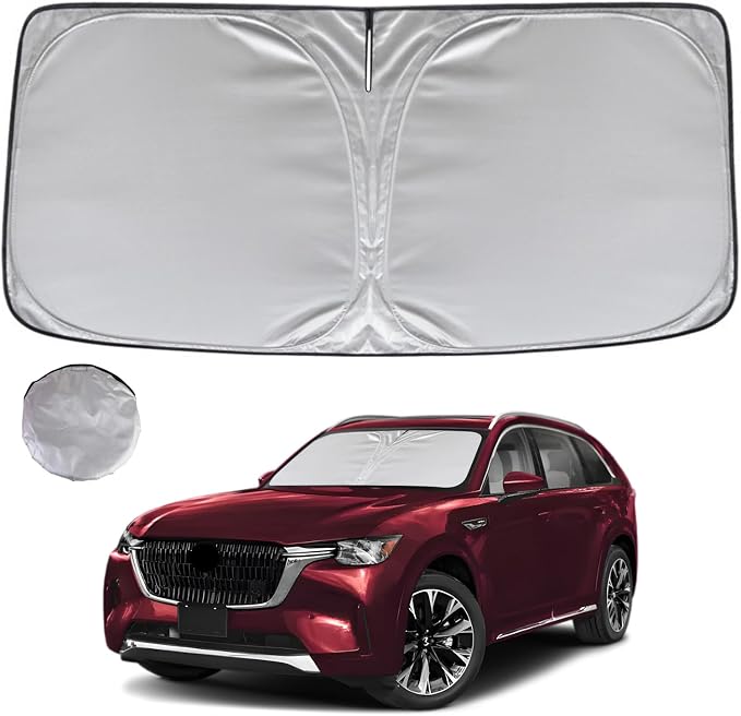 KAYZT Windshield Sun Shade for 2024-2025 2026 Mazda CX-90 CX90 PHEV Foldable Sunshade Front Window Custom Fit Car Accessories