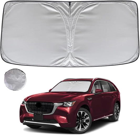 KAYZT Windshield Sun Shade for 2024-2025 2026 Mazda CX-90 CX90 PHEV Foldable Sunshade Front Window Custom Fit Car Accessories