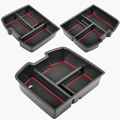 TACORBO Center Console Organizer Tray for 07-2014 GMC Sierra 2500 3500 Yukon XL Silverado 2500 3500 Suburban 1500 Tahoe / 07-13 GMC Sierra 1500 Chevy Silverado Suburban 2500 Avalanche Accessory - Red