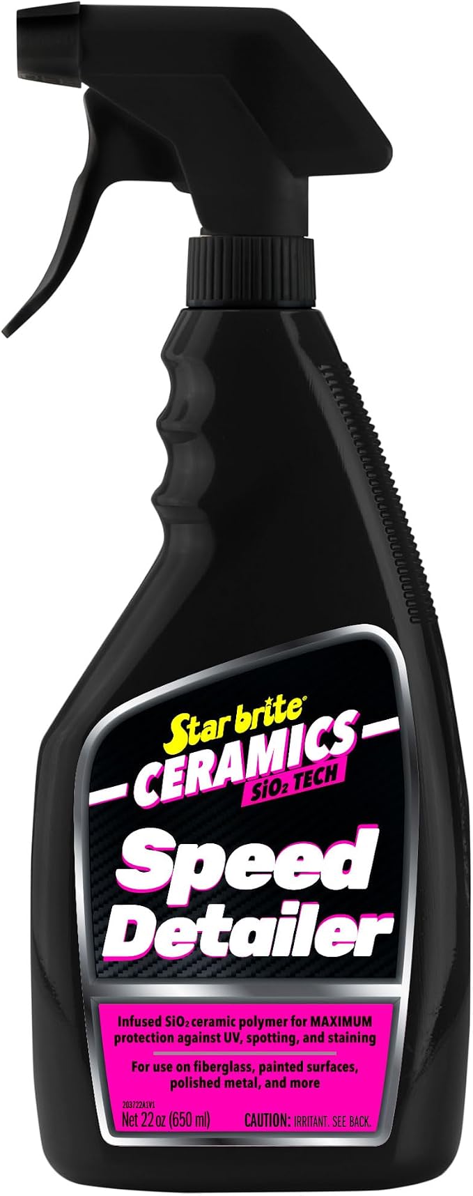 STAR BRITE Ceramics Speed Detailer SiO2 Infused - Ultimate Shine & Protection for Vehicles & Boats, Enhances Water Beading 22 oz Spray (203722)