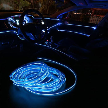 El Wire Lights for Car Inteior Dash Light Blue Neon Lights 16FT/5M Car Led Strip Light USB 5V Decoration