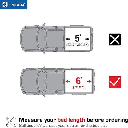 Tyger Auto T1 Soft Roll-up Truck Bed Tonneau Cover Compatible with 2005-2021 Nissan Frontier; 2009-2012 Suzuki Equator | 6' (73") Bed | TG-BC1N9035
